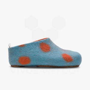 Vivobarefoot MIM Felt Slipper キッズ ライトターコイズ オレンジ | JP433VJ