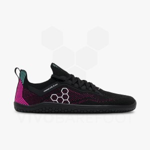 Vivobarefoot Primus Lite Knit トレーニングシューズ レディース 黒曜石 ピンク | JP261LQ