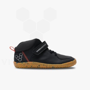 Vivobarefoot Primus Ludo Hi Juniors シューズ キッズ 黒曜石 | JP412QC